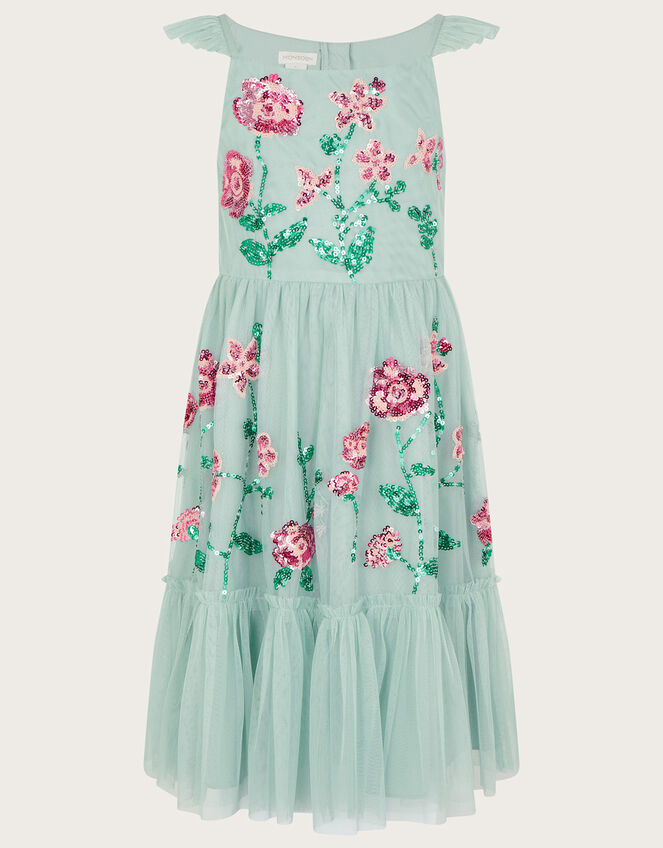Petal Embellished Sequin Maxi Dress, Green (GREEN), large