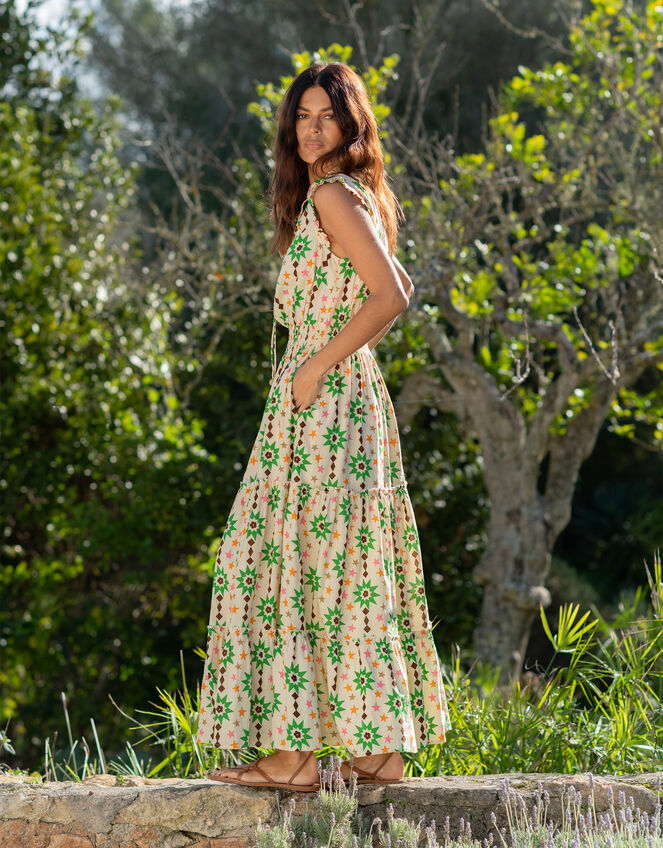 La Galeria Elefante Floral Print Midi Dress, Orange (PEACH), large