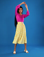 Ditsy Print Midi Skirt in LENZING™ ECOVERO™, Yellow (YELLOW), large