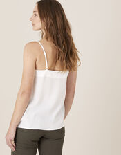 Pleated Trim Cami with Sustainable Viscose, Ivory (IVORY), large