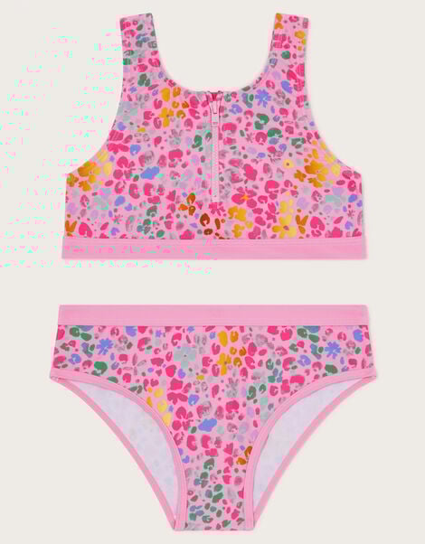 Leopard Print Sporty Bikini Set, Pink (PINK), large
