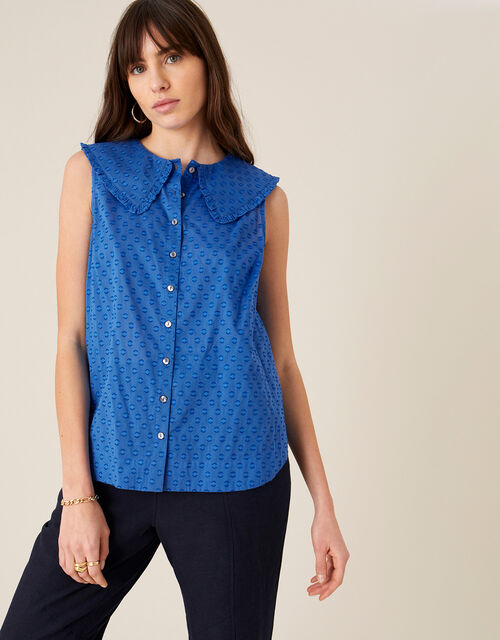 Dobby Top in Organic Cotton , Blue (BLUE), large