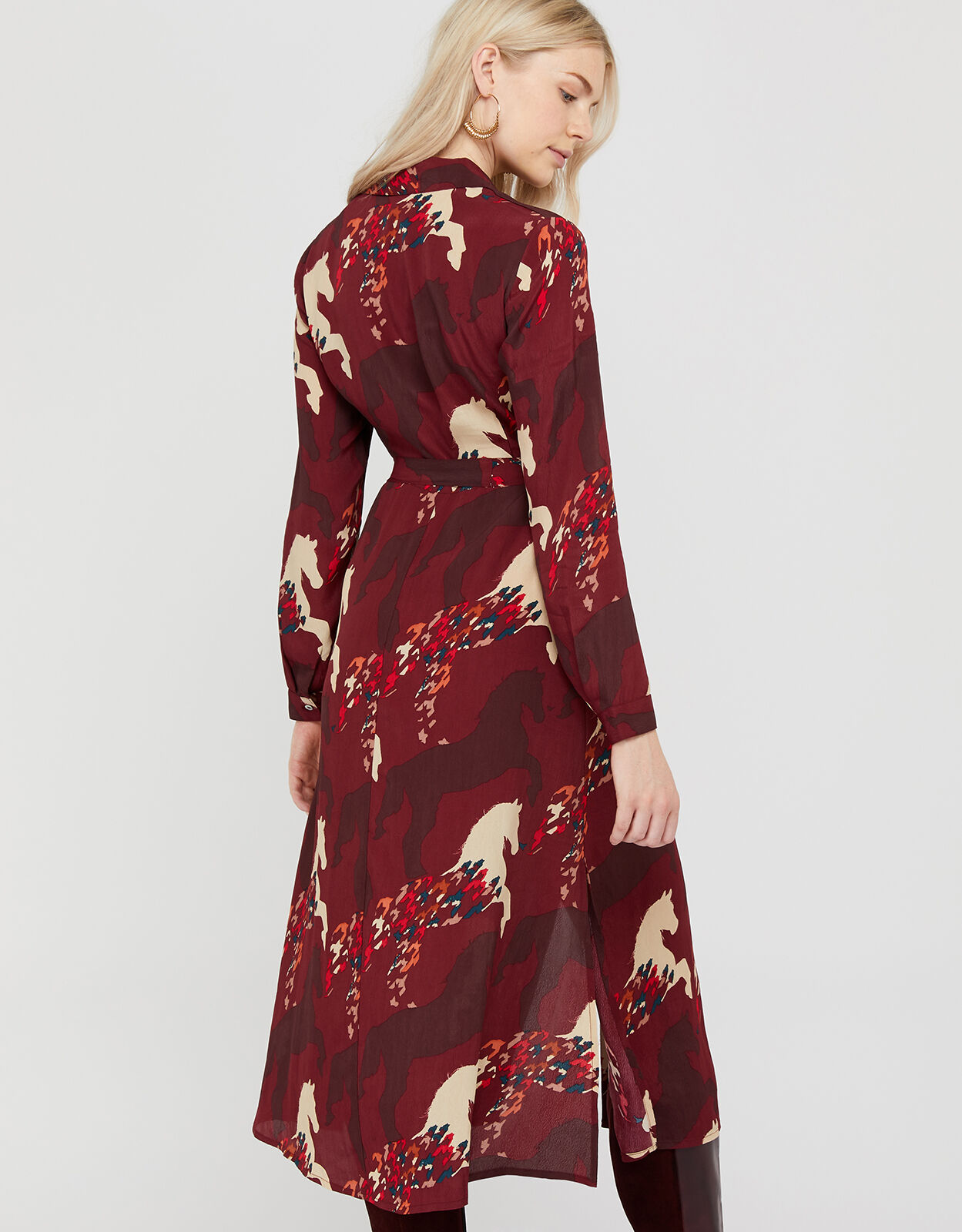 Holly Horse Print Shirt Dress Red