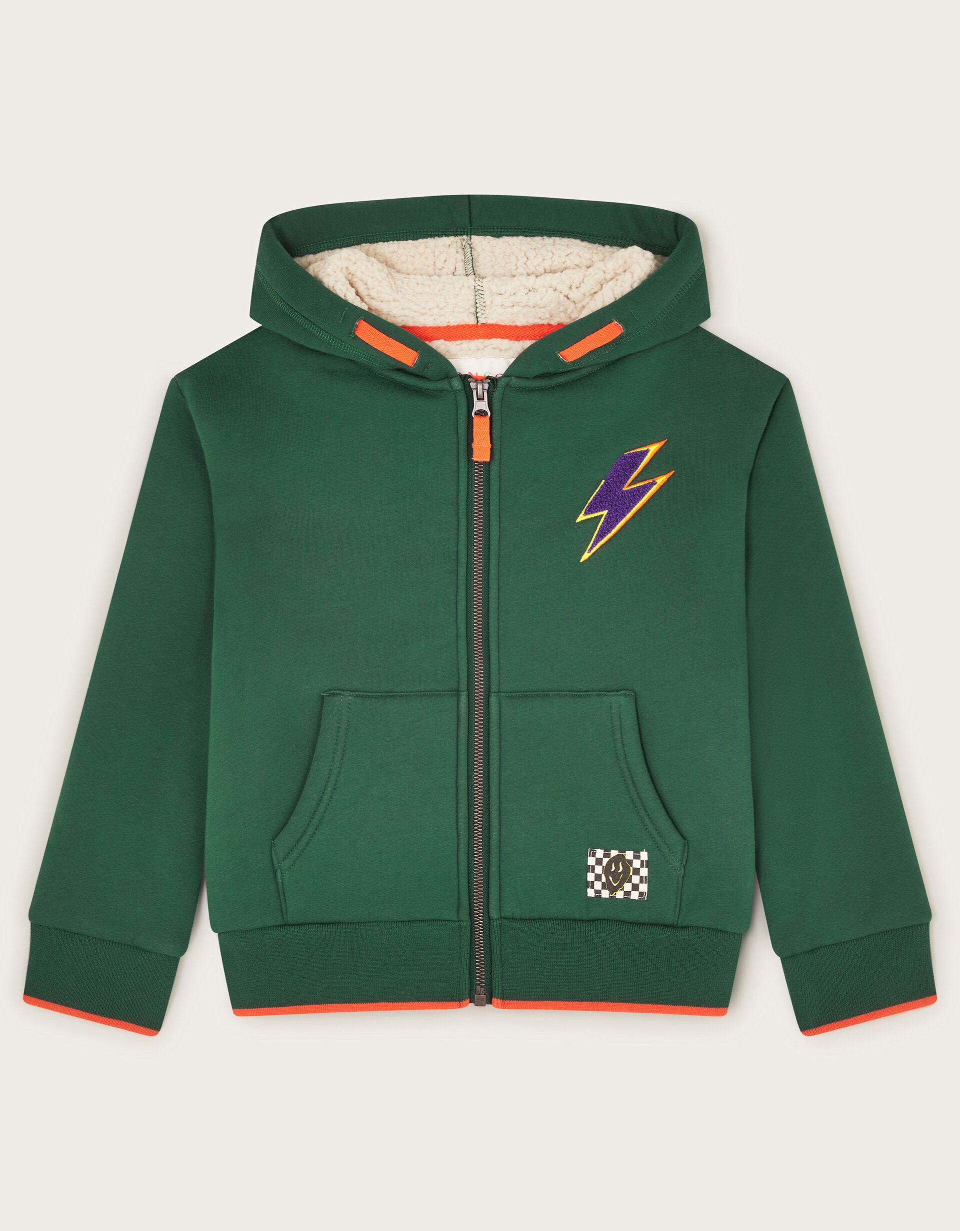 Kapow Borg Lined Zip Up Hoodie Green Boys Jumpers Cardigans Monsoon US