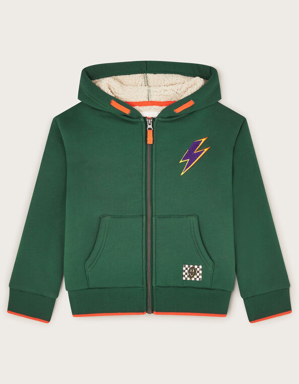 Kapow Borg Lined Zip-Up Hoodie, Green (GREEN), large