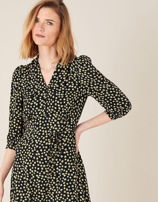 Floral Collar Dress with LENZING™ ECOVERO™, Black (BLACK), large
