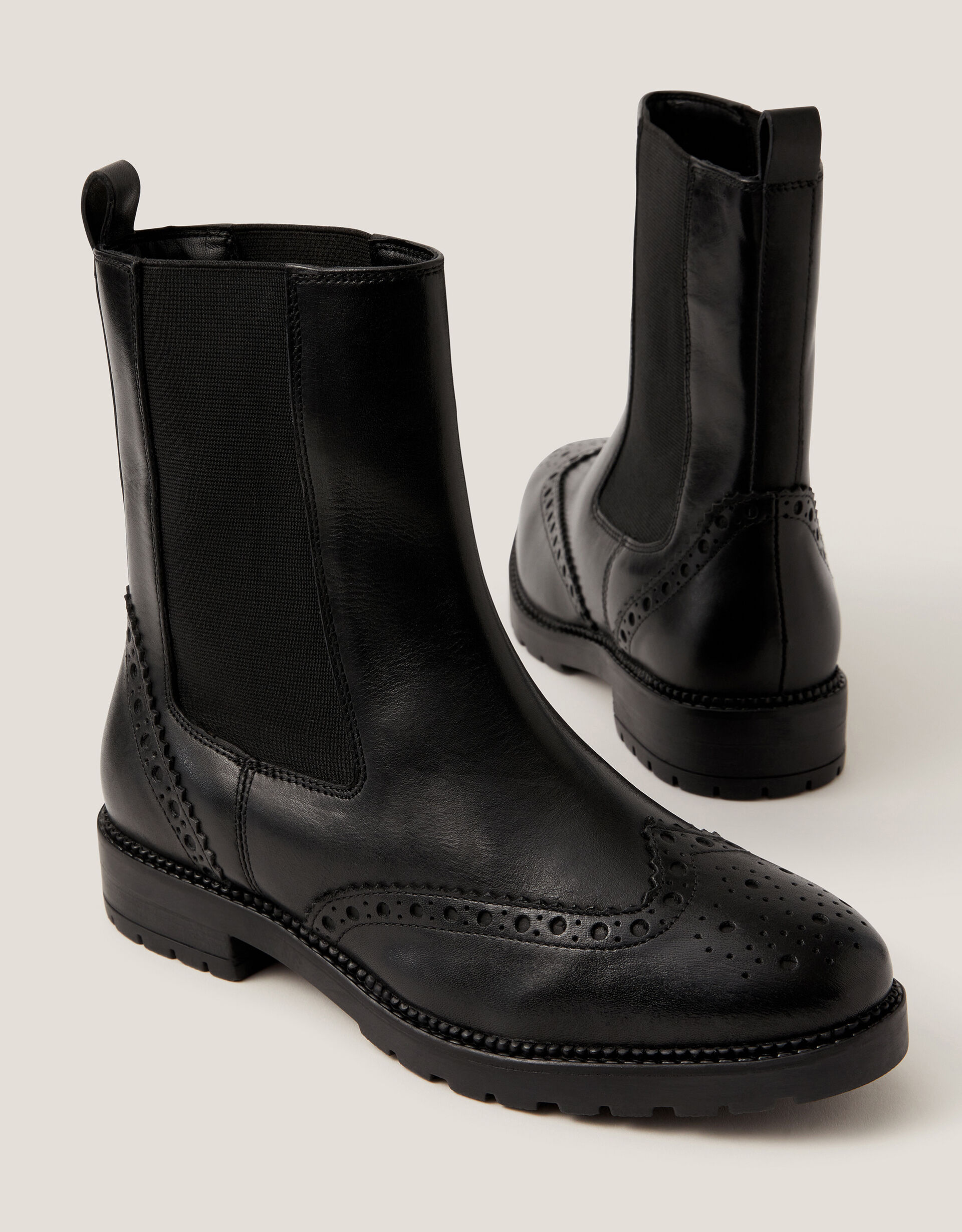 Eli Brogue Leather Chelsea Boots Black | Women's Shoes | Monsoon Global.