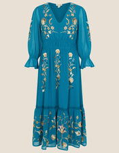 Beth Butterfly Embellished Sleeve Dress, Teal (TEAL), large