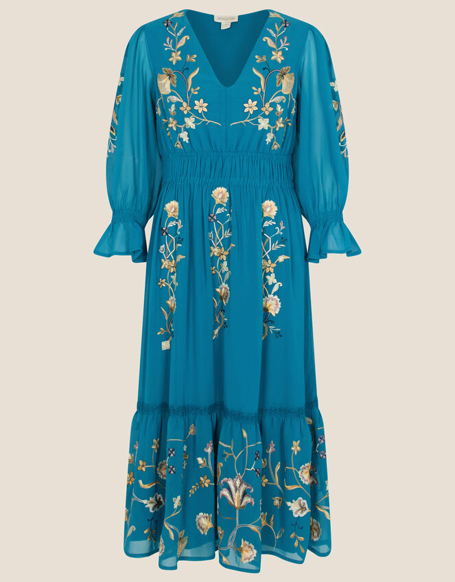 Beth Butterfly Embellished Sleeve Dress, Teal (TEAL), large