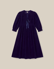 Sara Smocked Corduroy Midi Dress, Blue (MIDNIGHT), large
