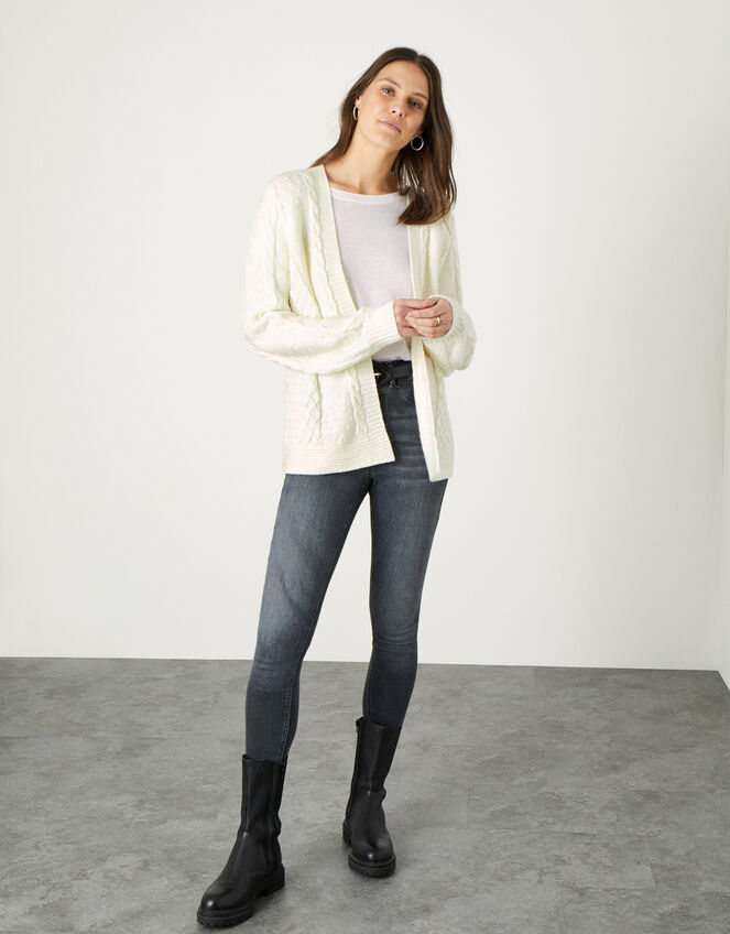 Cariad Cable Bobble Cardigan, Ivory (IVORY), large