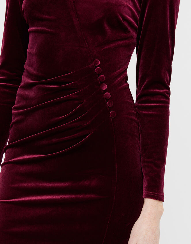 Elle Velvet Dress, Red (BERRY), large