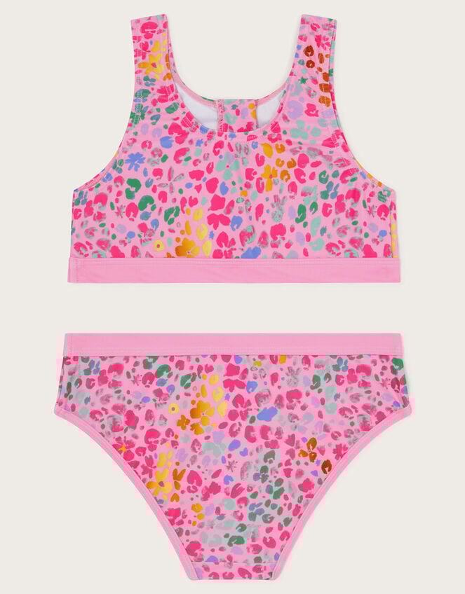 Leopard Print Sporty Bikini Set, Pink (PINK), large