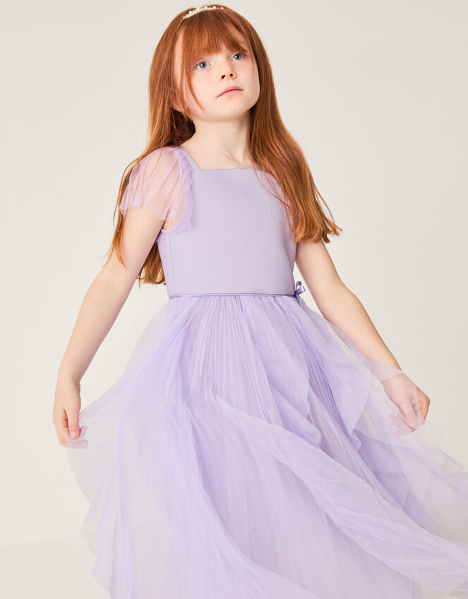 Scarla Ruffle Pleated Party Dress, Purple (LILAC), large