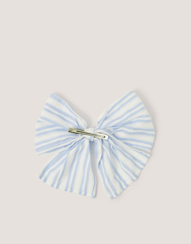 Stripe Bow Hair Clip, , large