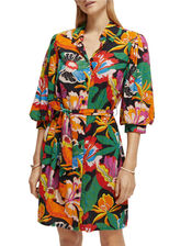 Scotch and Soda Print Puff Sleeve Dress, Multi (MULTI), large