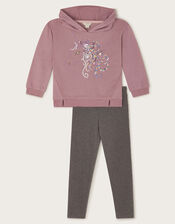 Sequin Unicorn Hoodie and Leggings Set, Purple (LILAC), large