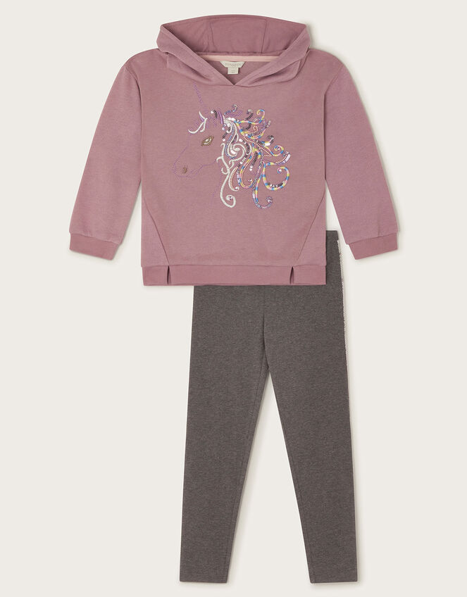 Sequin Unicorn Hoodie and Leggings Set, Purple (LILAC), large