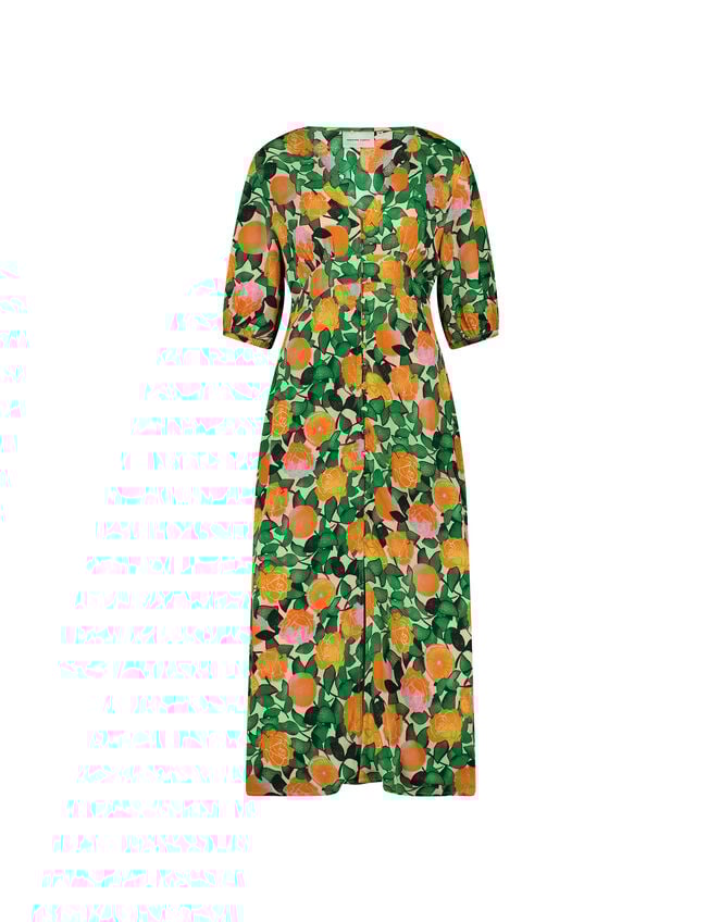 Fabienne Chapot Ana Fruity Floral Midi Dress, Green (GREEN), large