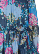 Ava Floral Sparkle Dress, Blue (BLUE), large