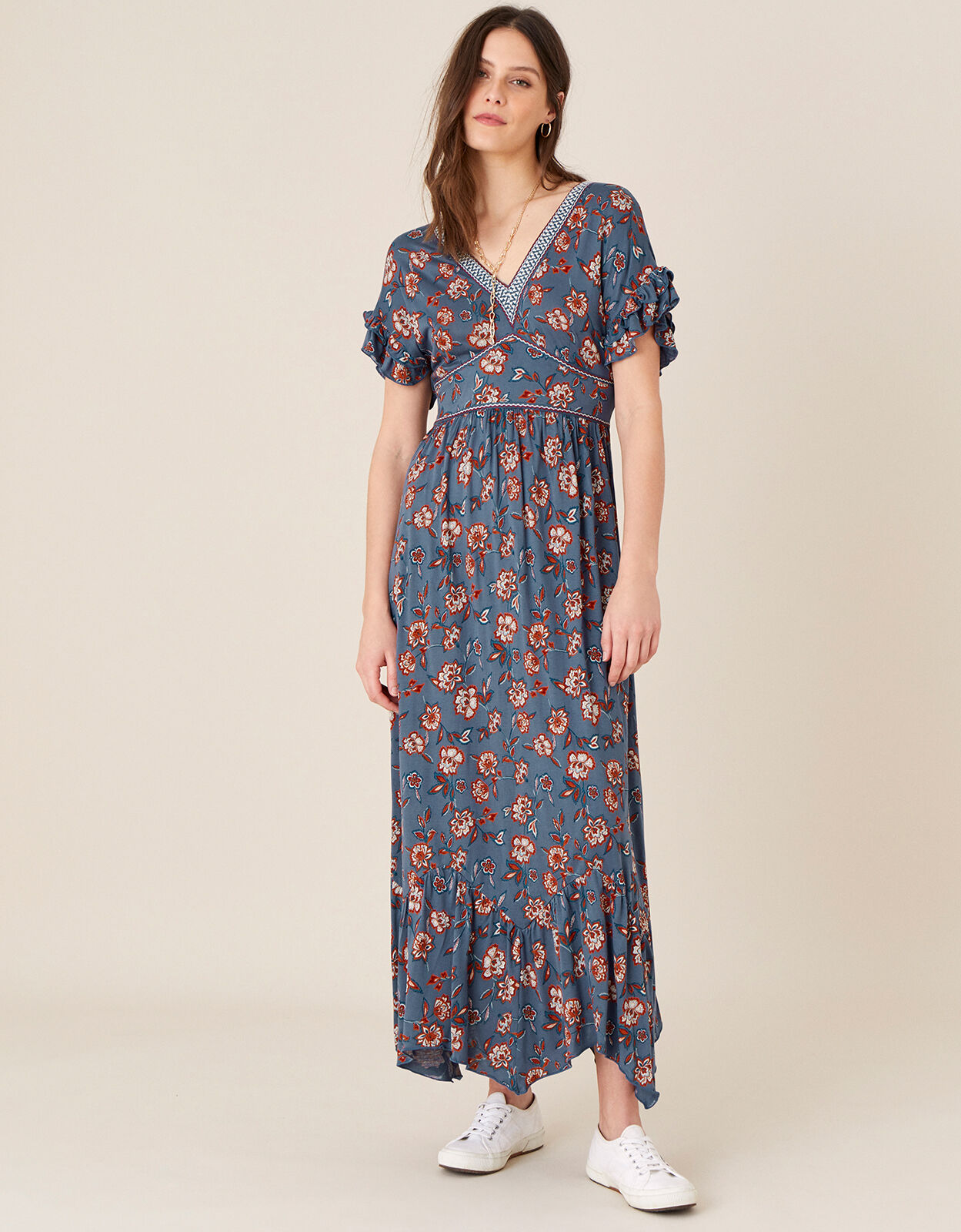 Floral jersey maxi dress store