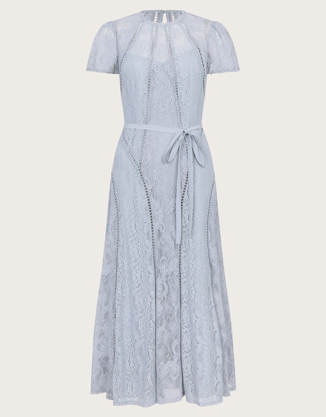 Ellie Lace Short Sleeve Midi Dress, Gray (GREY), large