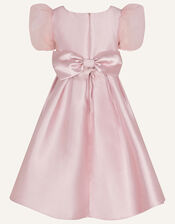 Camilla Duchess Twill Puff Sleeve Dress, Pink (DUSKY PINK), large
