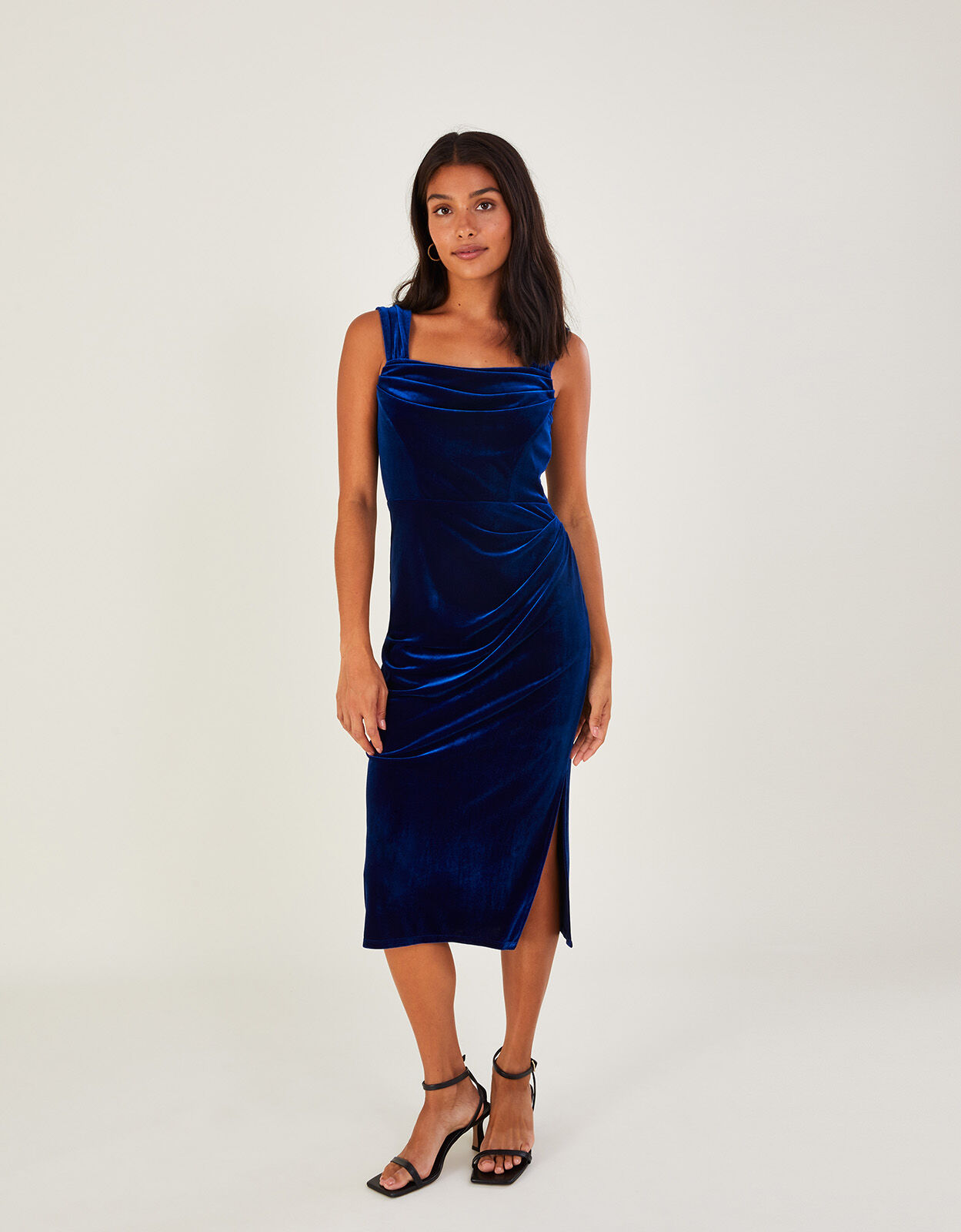 Monsoon blue velvet dress clearance