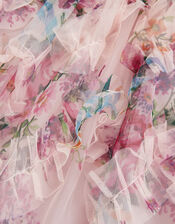 Roma Print Floral Ruffle Dress, Pink (PINK), large