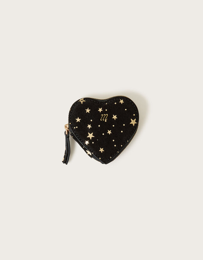Suede Foil Print Heart Purse, , large