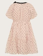 Emily Short Sleeve Spotty Tulle Dress, Pink (PINK), large