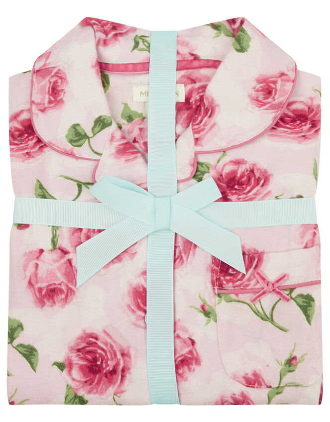 Rose Flannel PJ Set in Organic Cotton, Pink (PINK), large