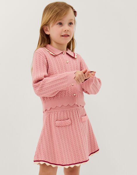 Embellished Cable Knit Cardigan, Pink (PINK), large