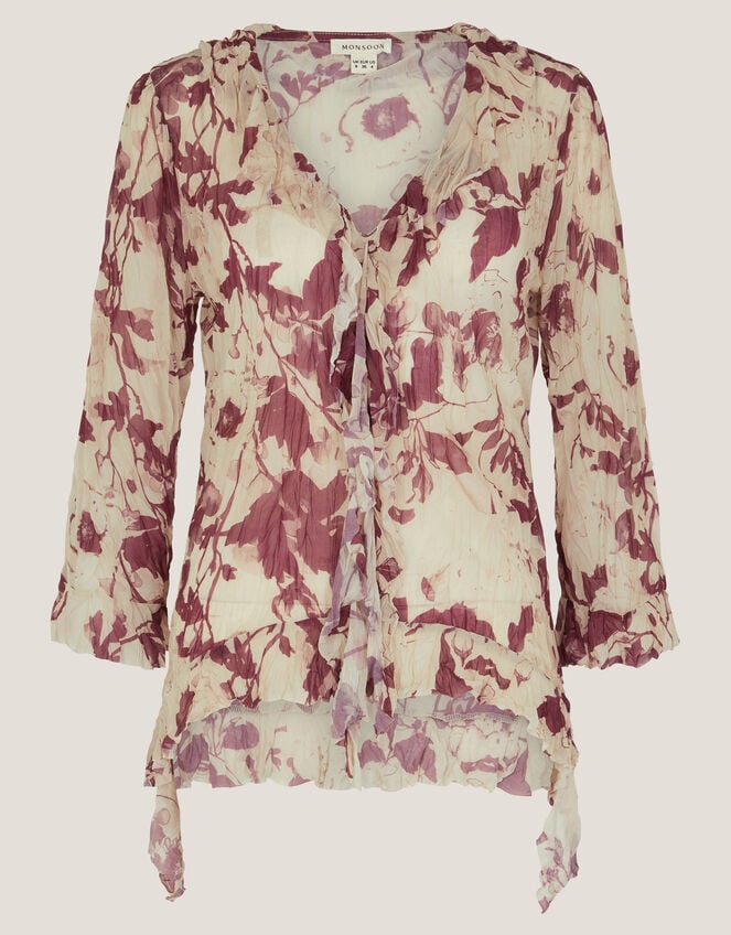 Bora Floral Ruffle Top, Natural (NATURAL), large
