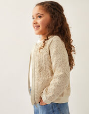Crochet Bomber Jacket, Cream (CREAM), large