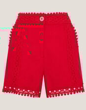 Irina High-Waisted Lace Shorts, Red (RED), large