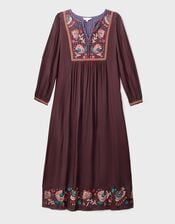 East Eliana Embroidered Midi Dress, Brown (BROWN), large