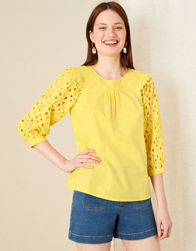 Schiffli Top, Yellow (YELLOW), large