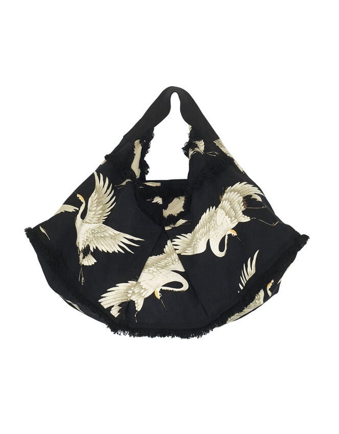 One Hundred Stars Stork Print Slouch Bag, , large