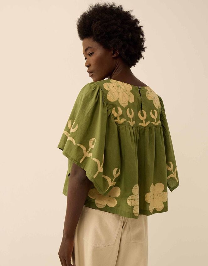 East Trixie Batik Printed Florals Top, Green (GREEN), large