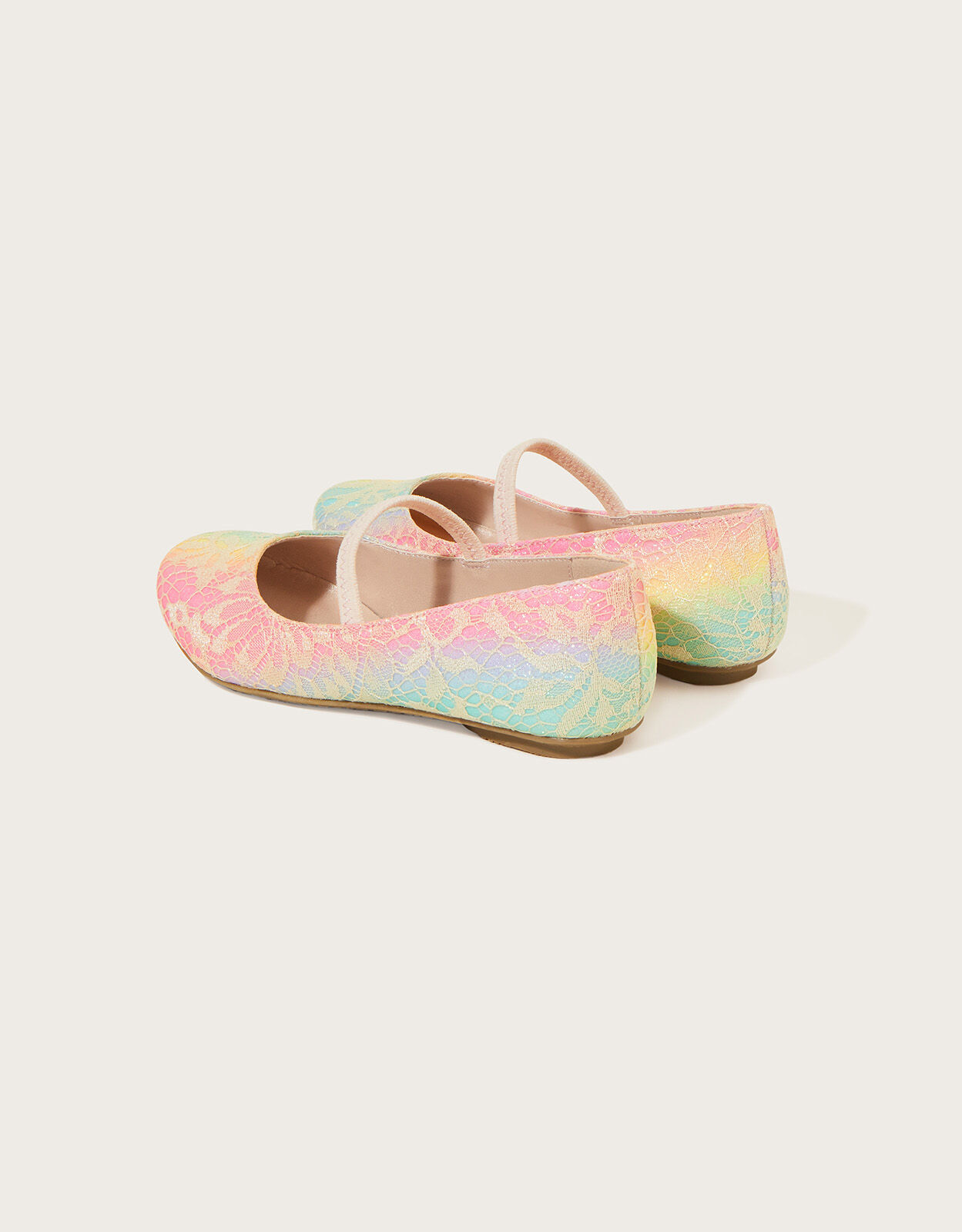 Rainbow Glitter Lace Ballerina Flats Multi
