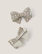 2-Pack Rhinestone Bow Hair Clips, , large