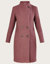 Blake Boucle Double Breasted Funnel Neck Coat, Pink (PINK), large