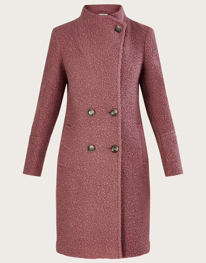 Blake Boucle Double Breasted Funnel Neck Coat, Pink (PINK), large