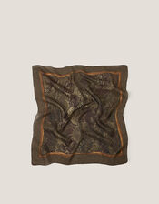 Synthia Snake Skin Print Silk Scarf, , large