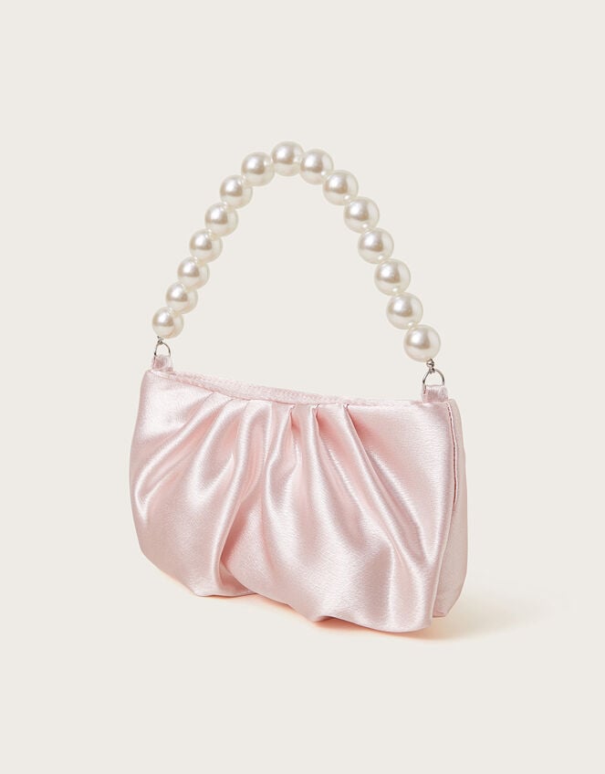 Pearl Strap Satin Party Bag, Nude (NUDE), large