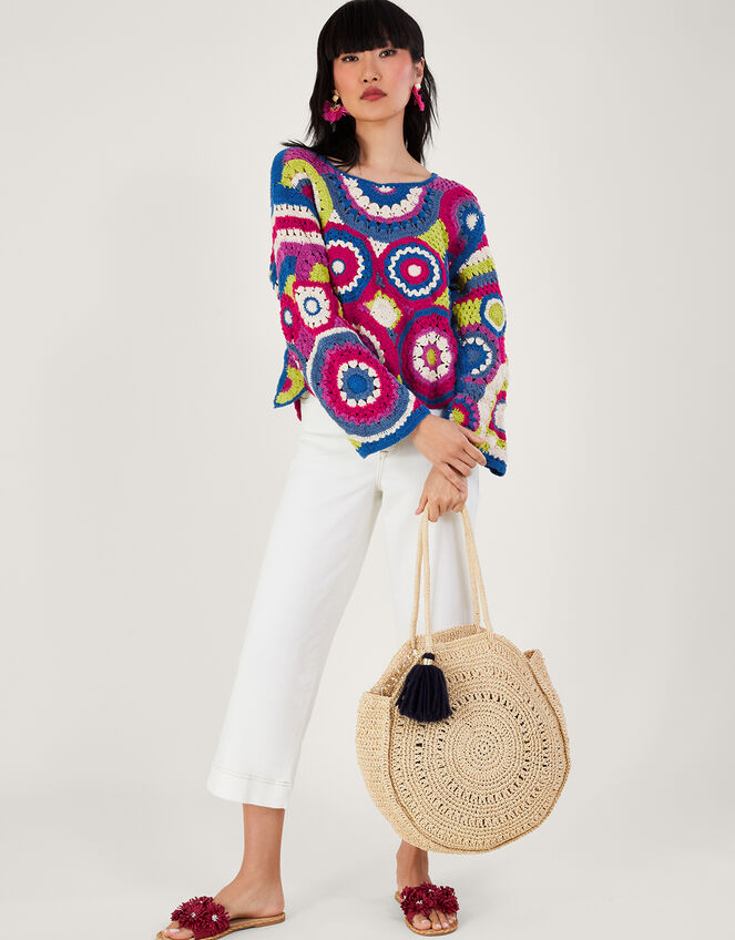 Abstract Crochet Jumper, Pink (PINK), large