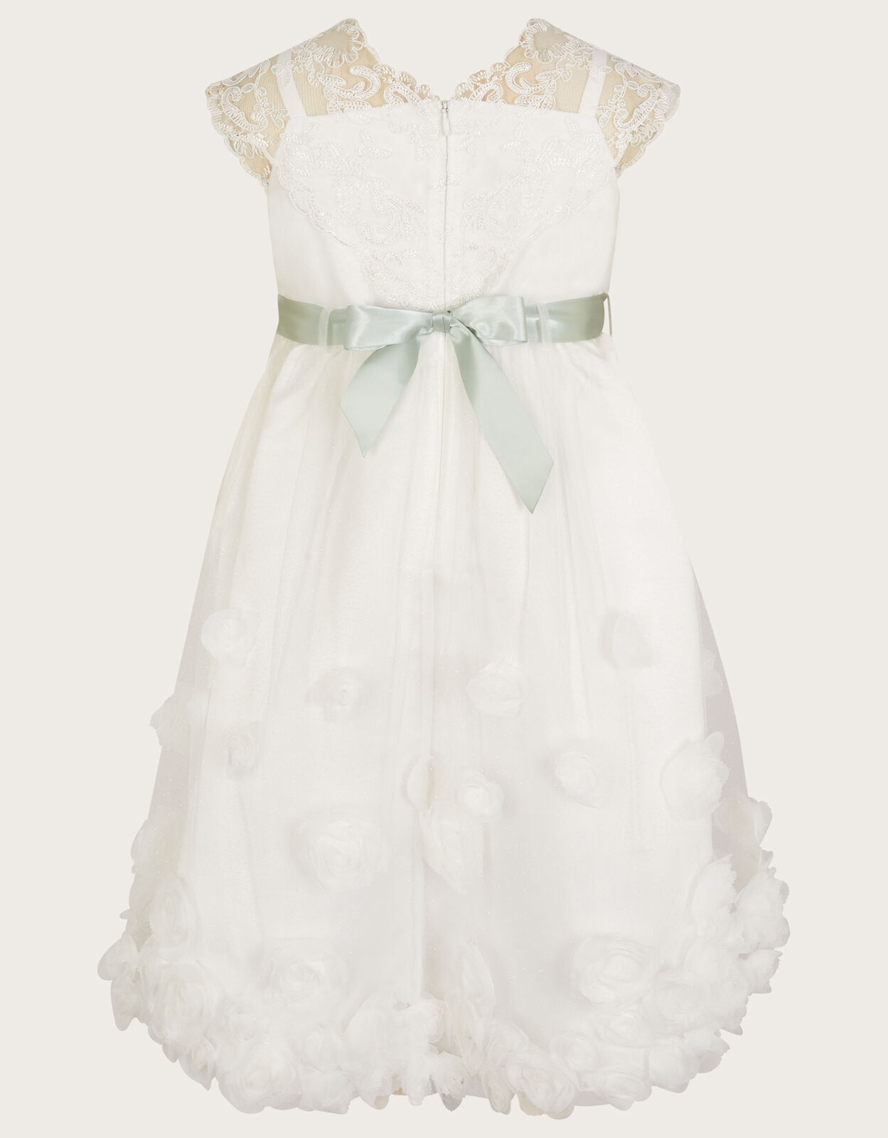 Margot Lace 3D Roses Dress Ivory