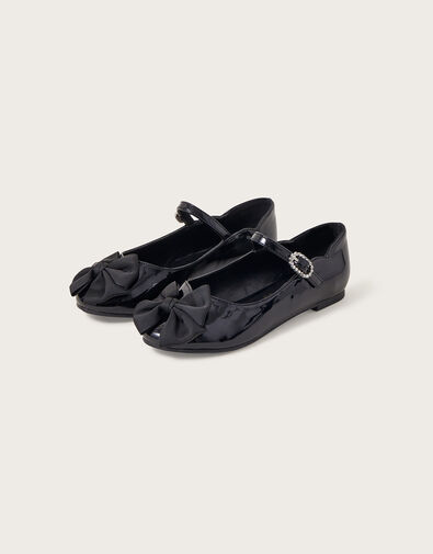 Jessica Patent Bow Ballerina Flats, Black (BLACK), large