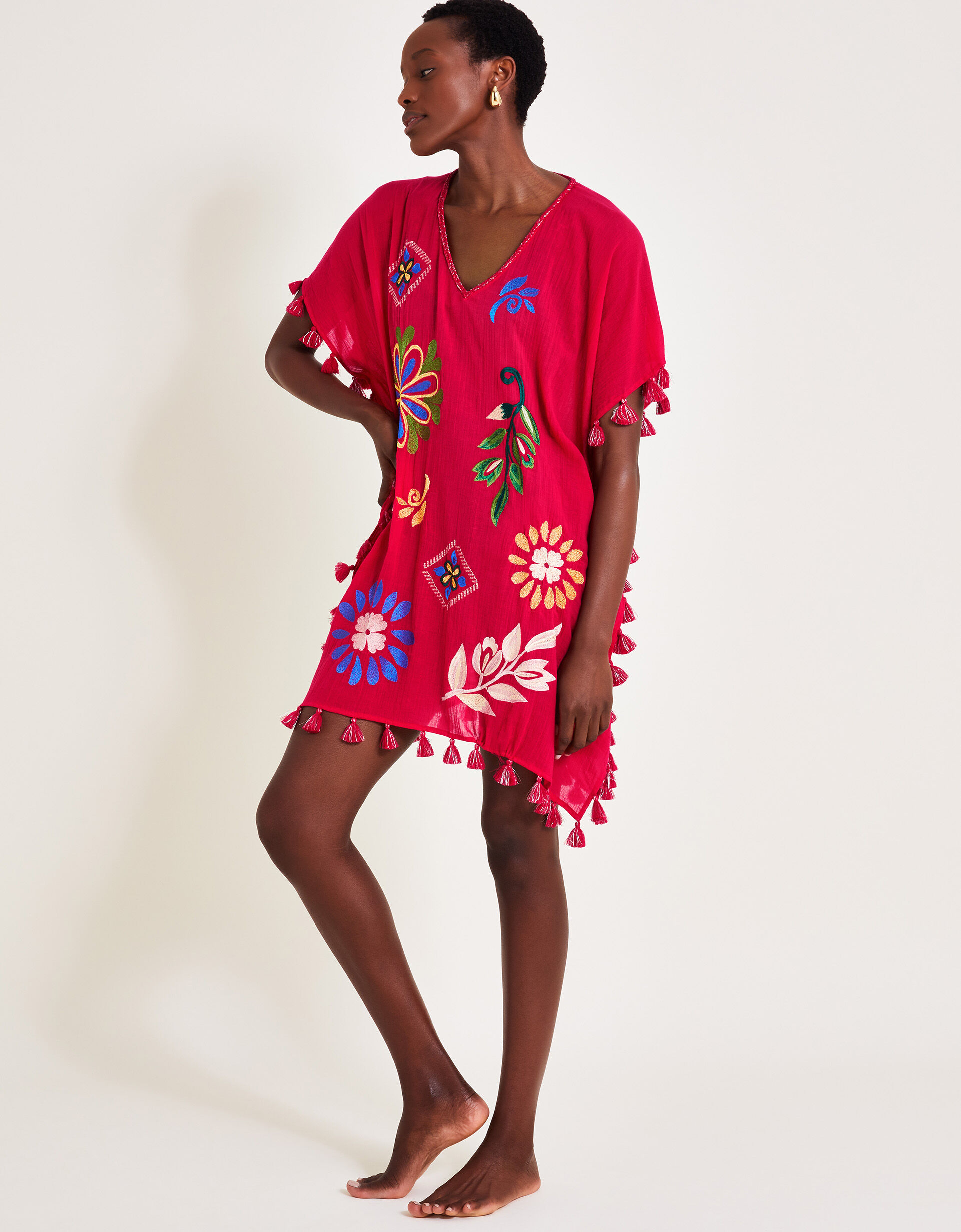 Suki Embroidered Kaftan Pink Kaftans Kimonos Monsoon Global